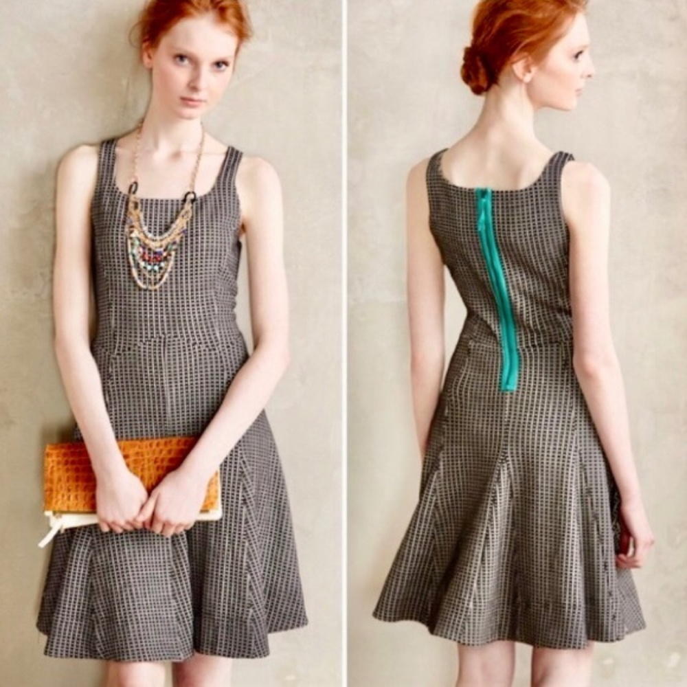 Anthro Bordeaux Tanith Fit and Flare Dress